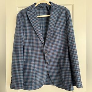johnnie-O Blue and Brown Plaid Sport Coat